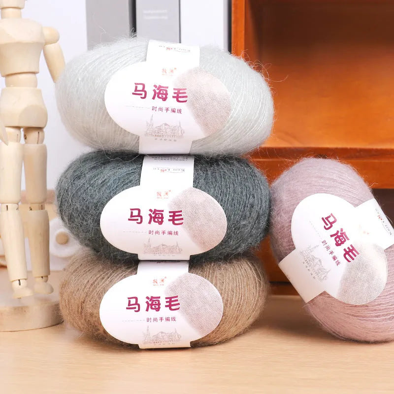 Mohair scarf DIY kit with wool balls and Inverness thread for hand-weaving in 34 colour options