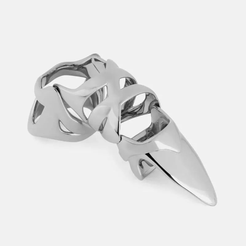 Silver alloy punk armour style finger stall fashion ring accessory