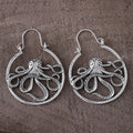Vintage octopus earrings in antique silver finish with detailed animal modelling on zinc alloy