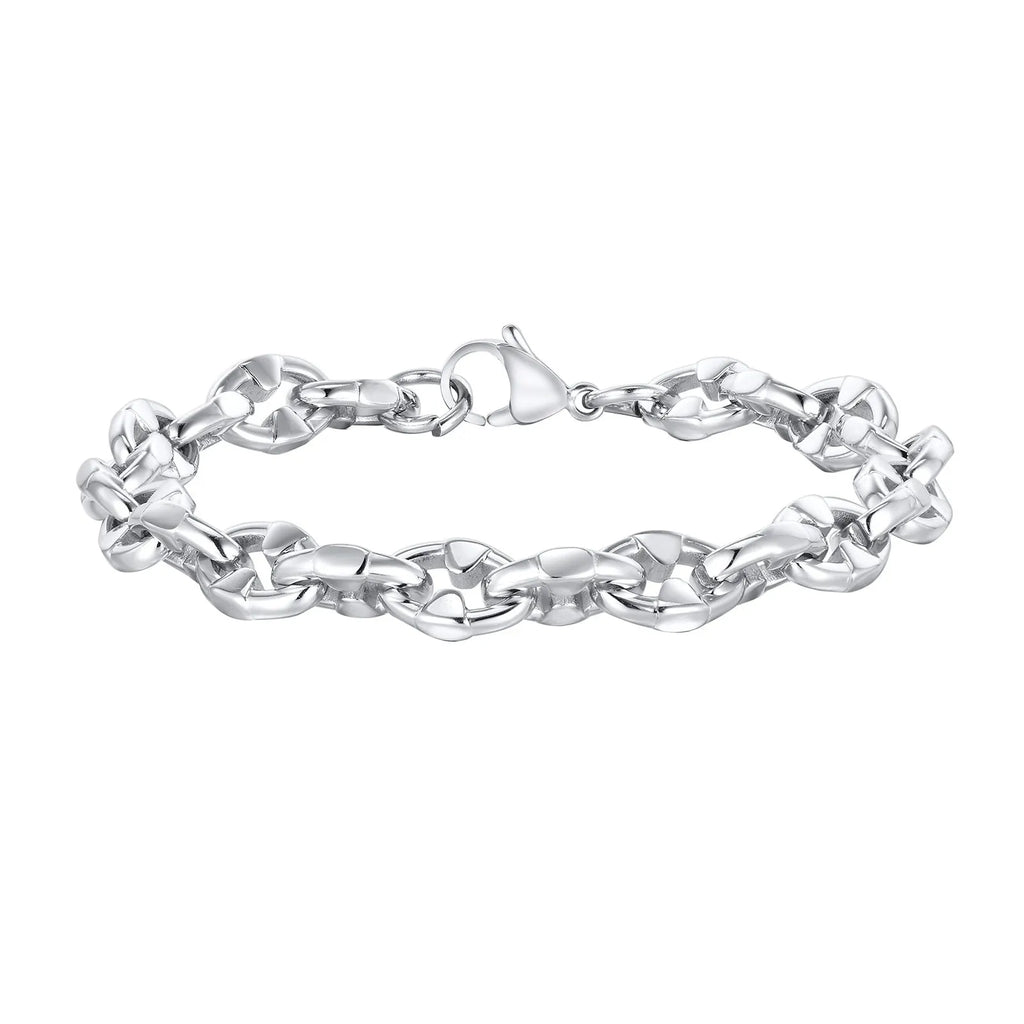 Stainless steel thick geometric chain bracelet for men's hip hop fashion