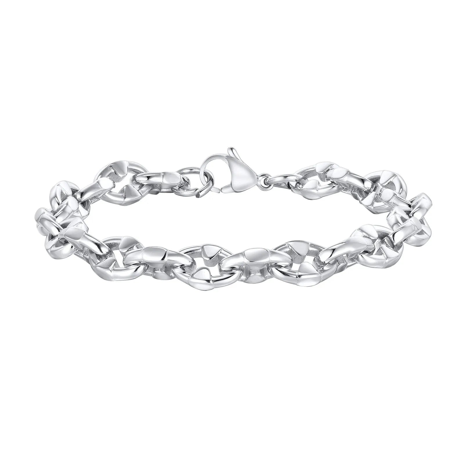 Stainless steel thick geometric chain bracelet for men's hip hop fashion