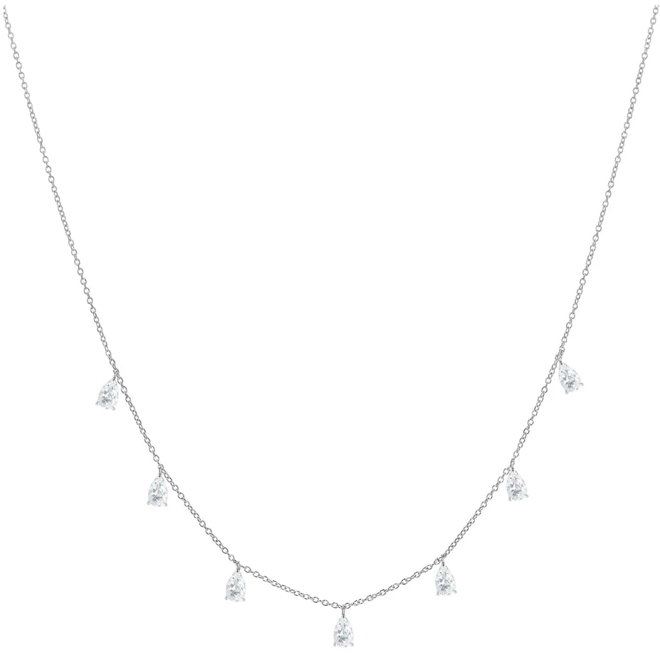 Gentle drop-shaped artificial zircon necklace on O-shaped chain with triangular design elements