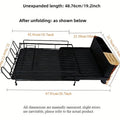 Retractable carbon steel dish rack in folded position for cutlery and cup drying