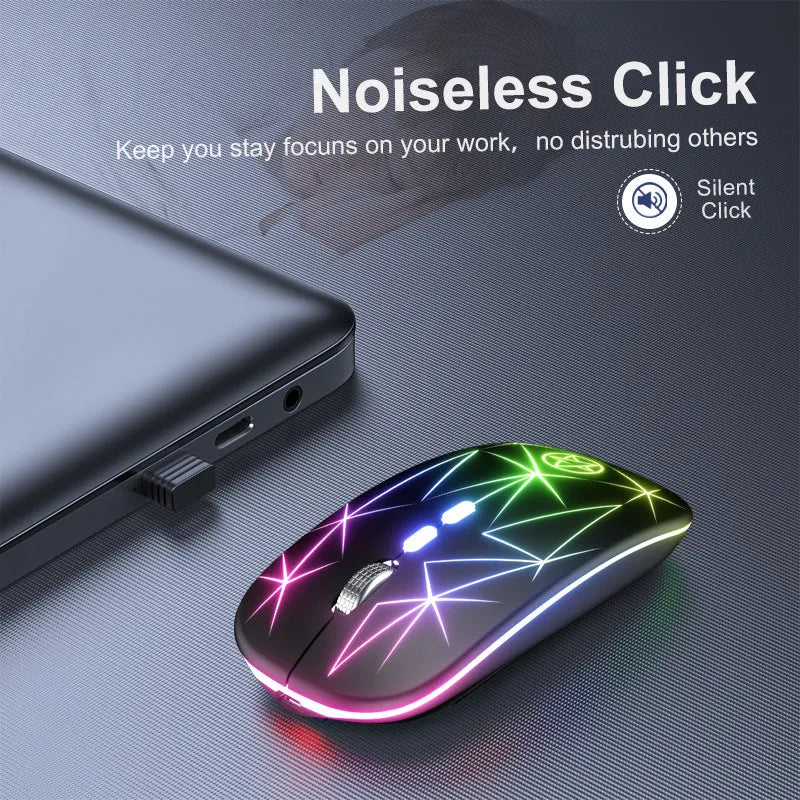 Wireless Bluetooth gaming mouse with metal roller wheel and five buttons in star black colour