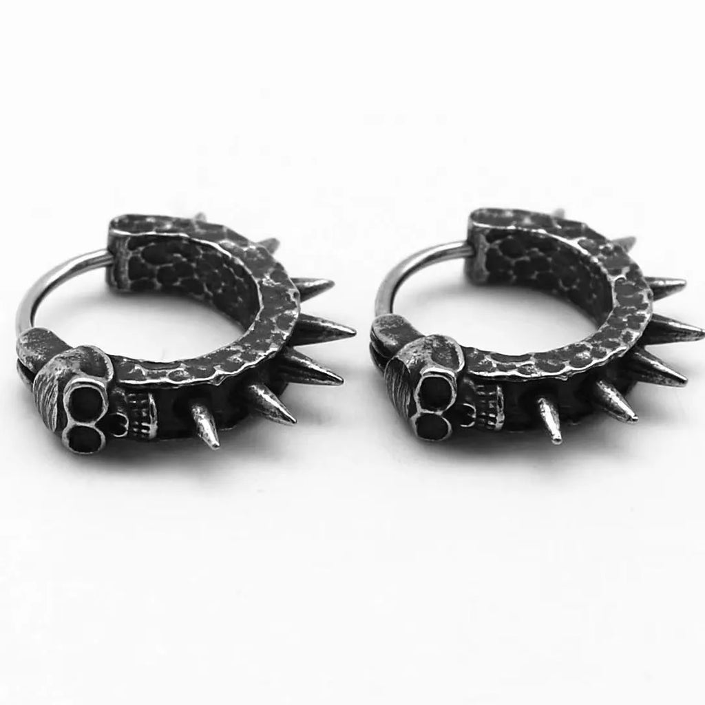 Alloy geometric motorcycle earrings with retro black copper plastic punk style