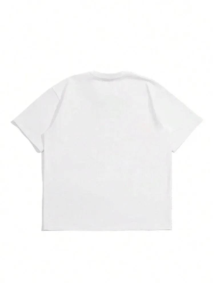 Men's pure cotton short sleeve t-shirt in a solid colour with Japanese retro style
