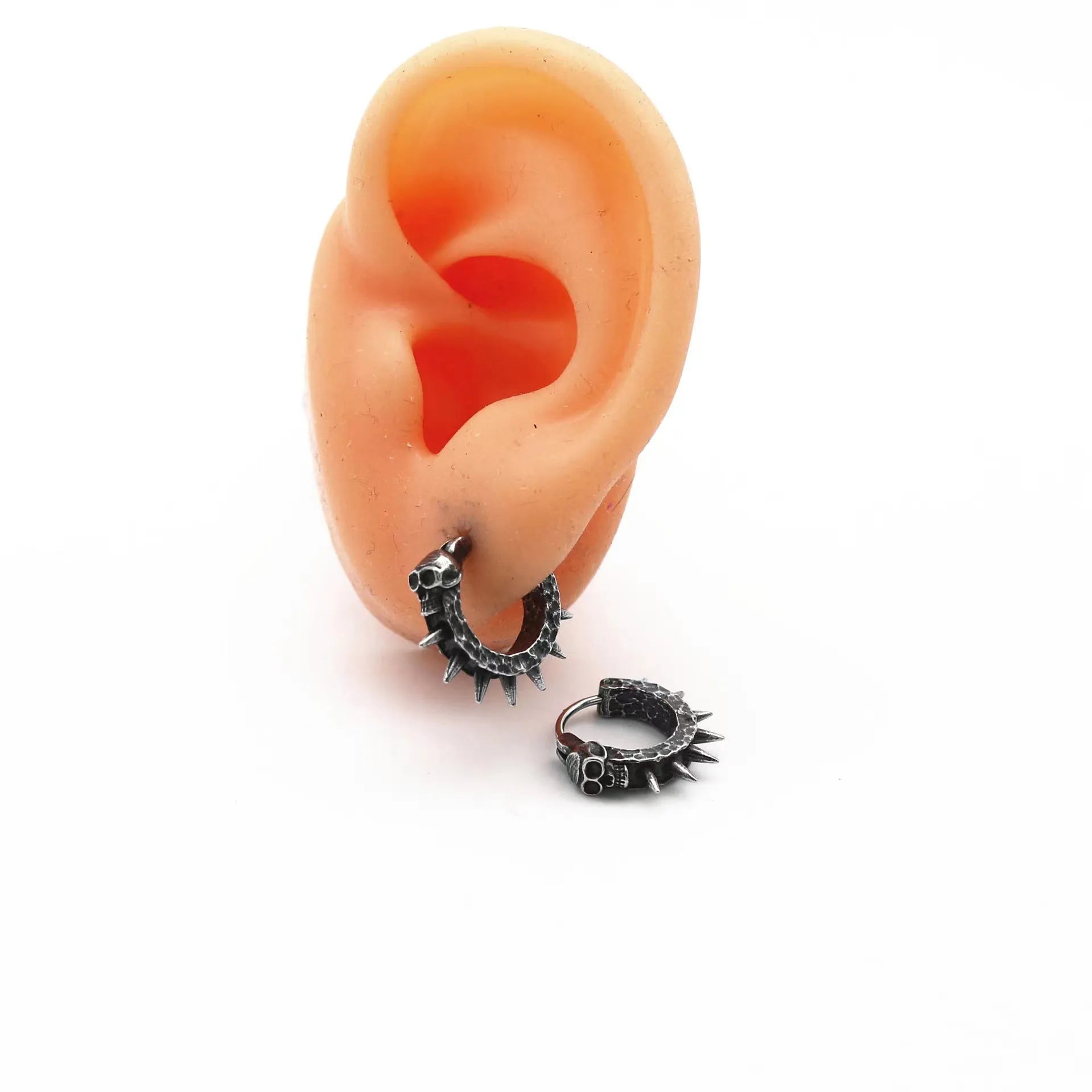 Alloy geometric motorcycle earrings with retro black copper plastic punk style