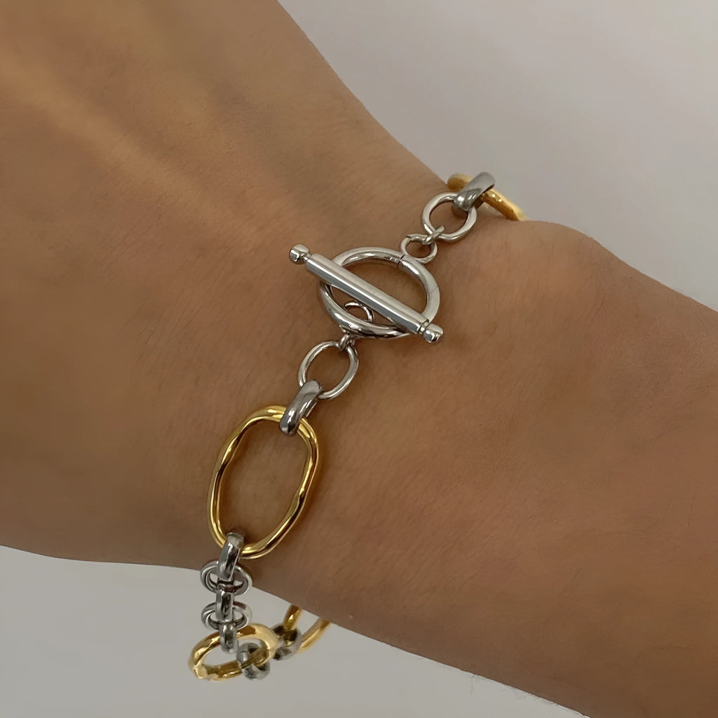 Women's stainless steel geometric line bracelet colour matching JDB2410026PS Ins style