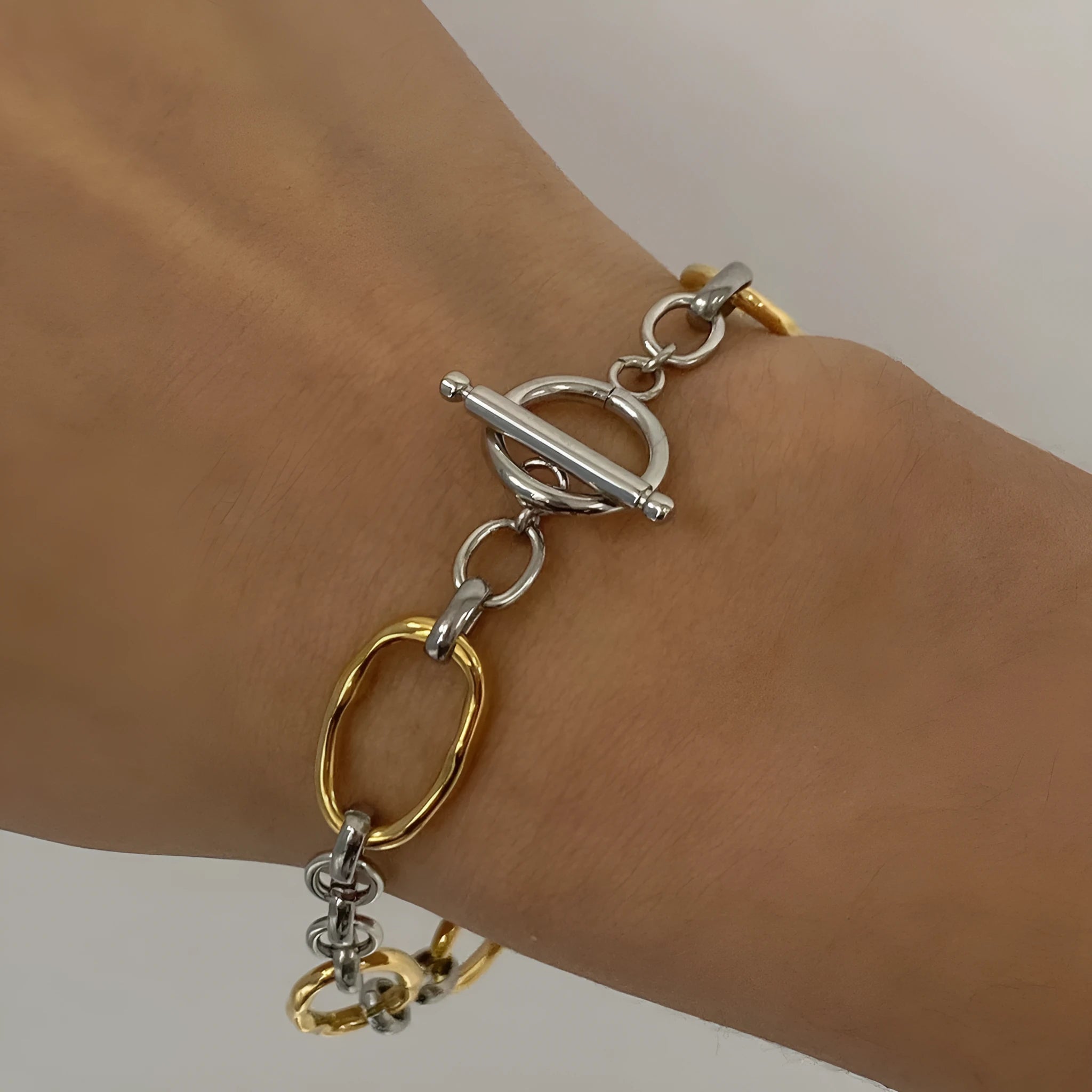 Women's stainless steel geometric line bracelet colour matching JDB2410026PS Ins style