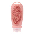 Silicone bath brush storage bottle 100ml with brush head and dispenser in pink colour option