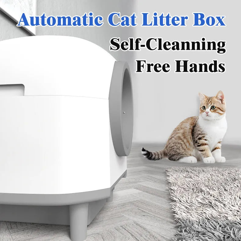White automatic enclosed litter box for cats up to 10kg with ABS construction