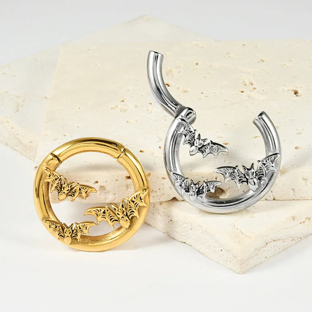 Fashion stainless steel shaped pattern earrings with totem design and electroplated finish