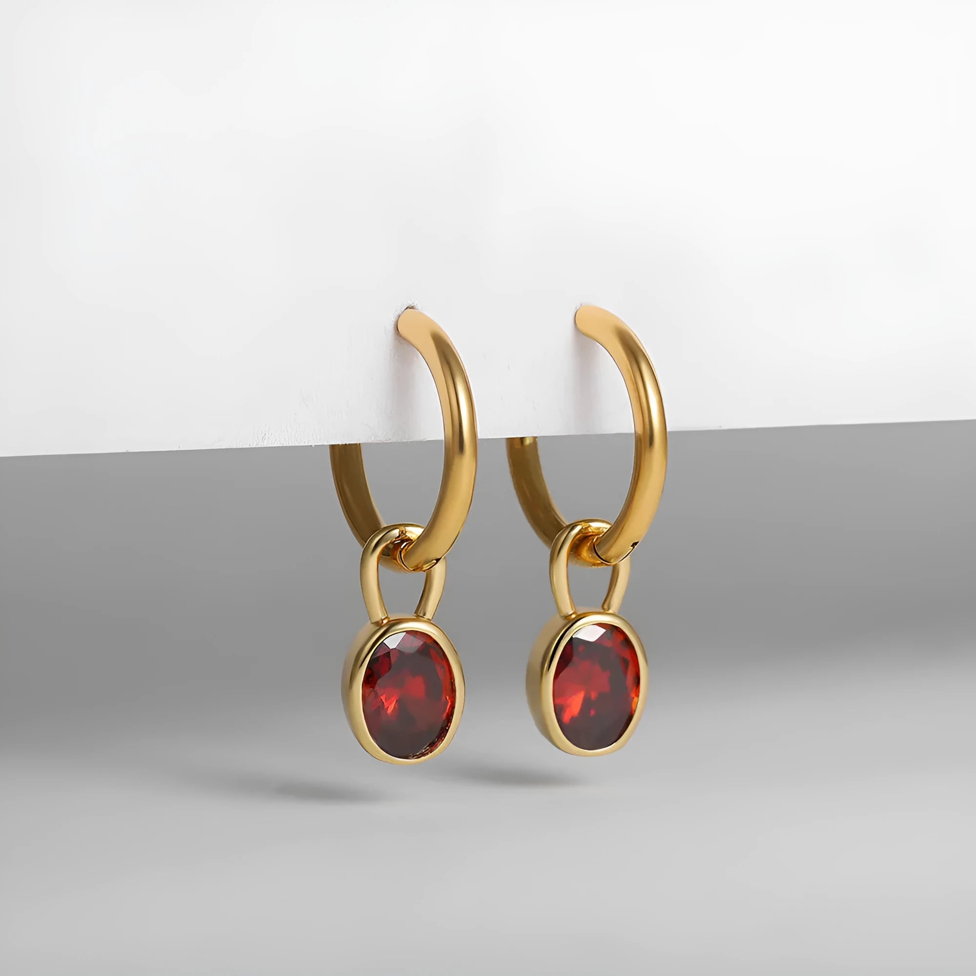 Women's copper oval zircon earrings in six colours including army green and emerald