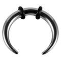 316 stainless steel C-shaped nose ring with buffalo horn geometric detail in black and steel colour.
