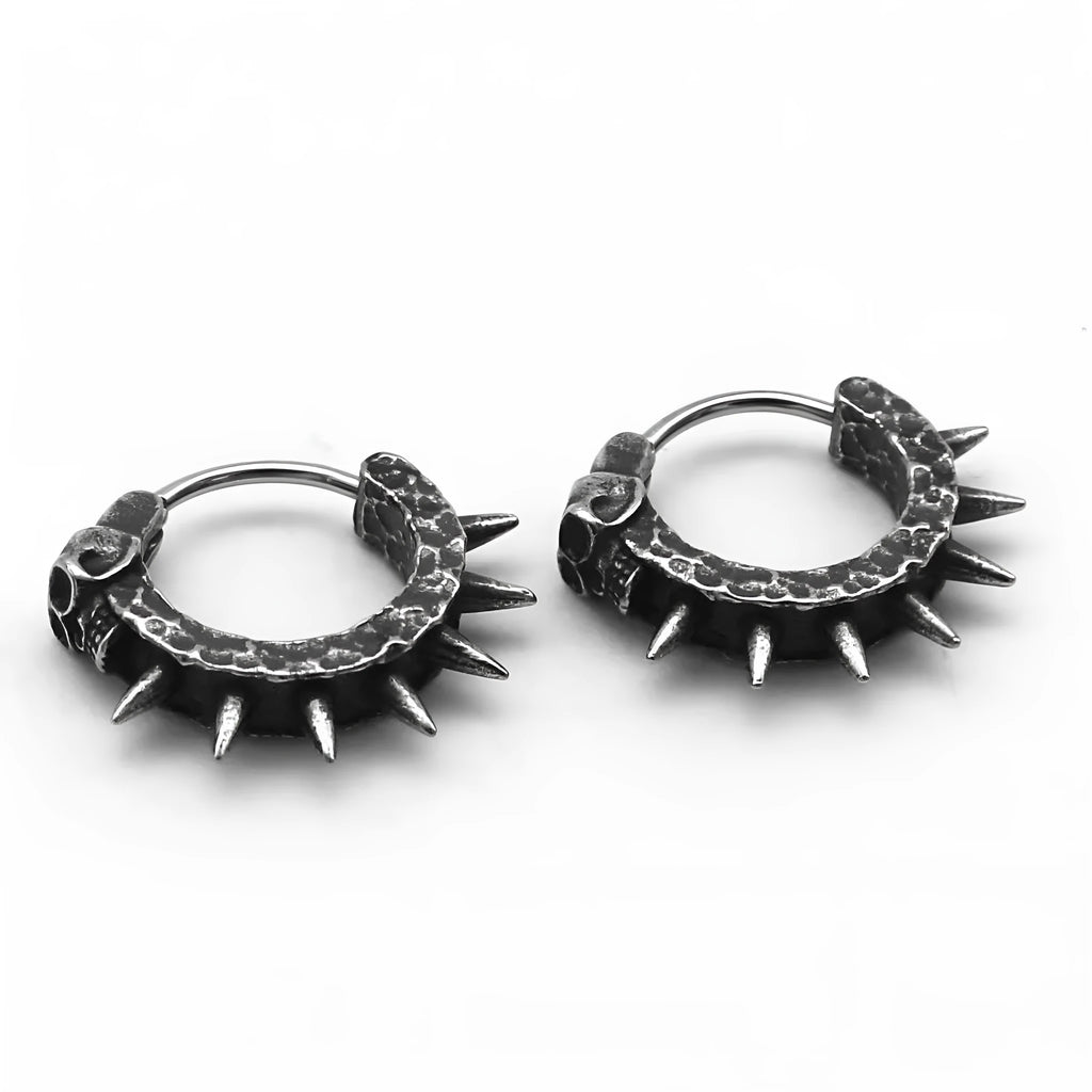 Alloy geometric motorcycle earrings with retro black copper plastic punk style