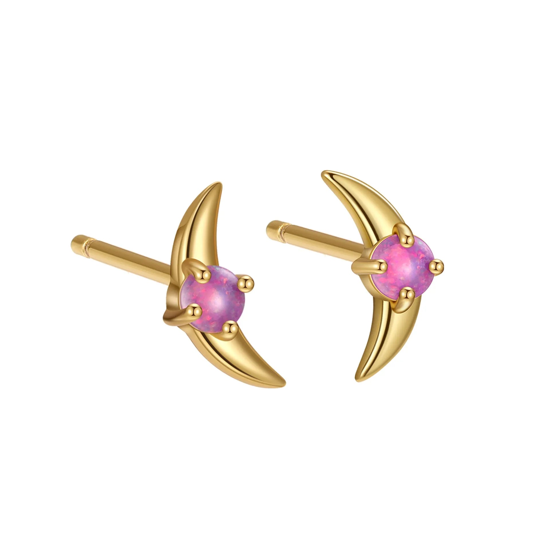 A pair of women's geometric earrings made from 925 silver, shown in gold plating with a blue stone accent.