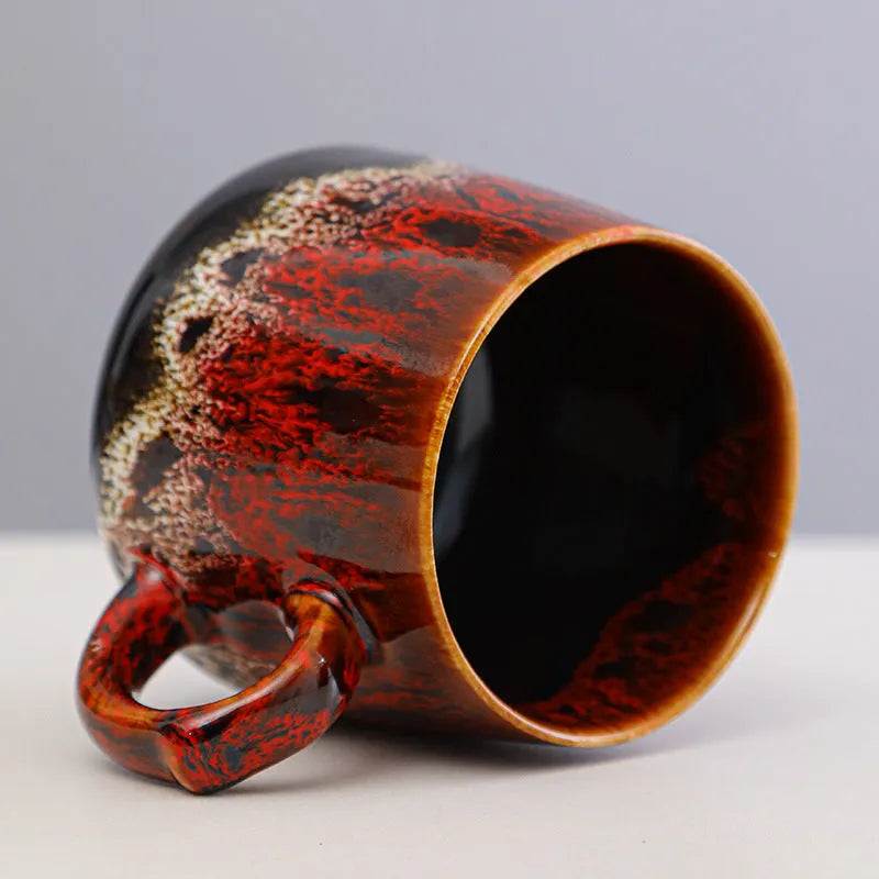 Creative large-capacity coffee mug with retro style, 301-400ml capacity, 8.5cm height, 8cm calibre, four style options