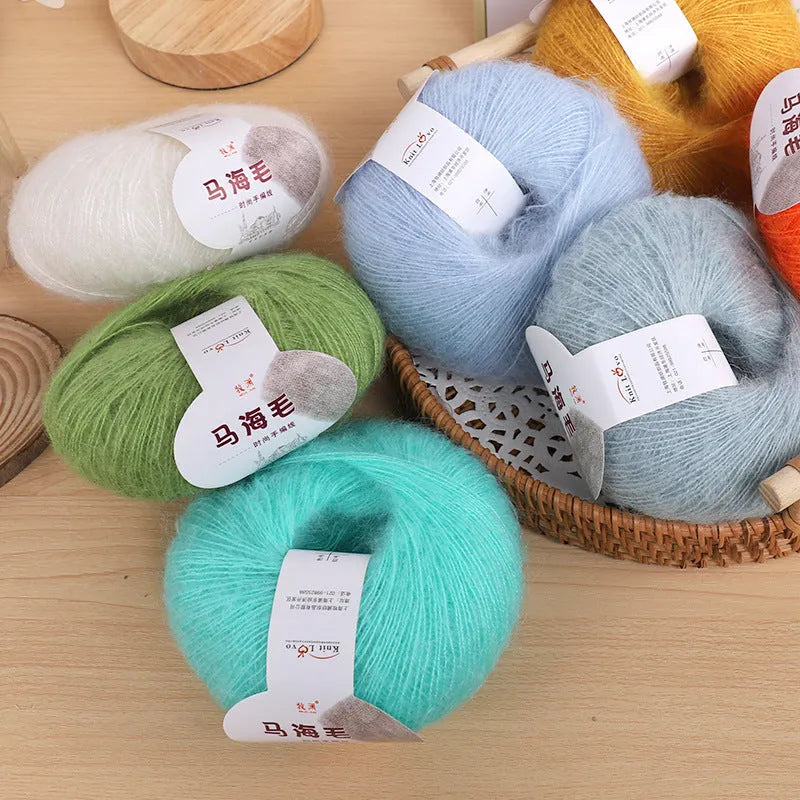 Mohair scarf DIY kit with wool balls and Inverness thread for hand-weaving in 34 colour options