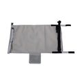 Portable grey nylon children's aircraft pedal seat extender with drawstring pocket, shown folded.
