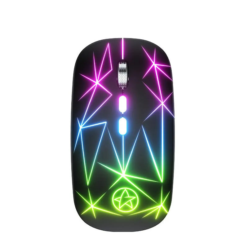 Wireless Bluetooth gaming mouse with metal roller wheel and five buttons in star black colour