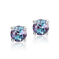 925 silver ear studs with round cultivated alexandrite stones in geometric setting