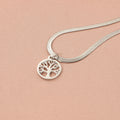 Stainless steel necklace with tree pendant on adjustable snake chain in gold colour