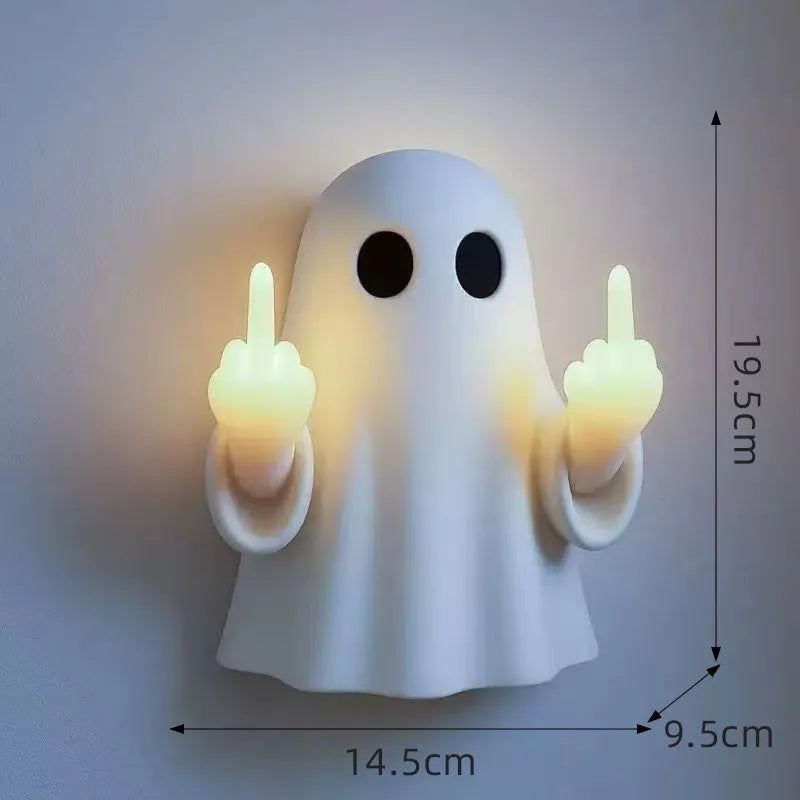 White ghost night lamp made of plastic with a modern simplicity design, 19.85x10x14cm, suitable for Halloween decoration
