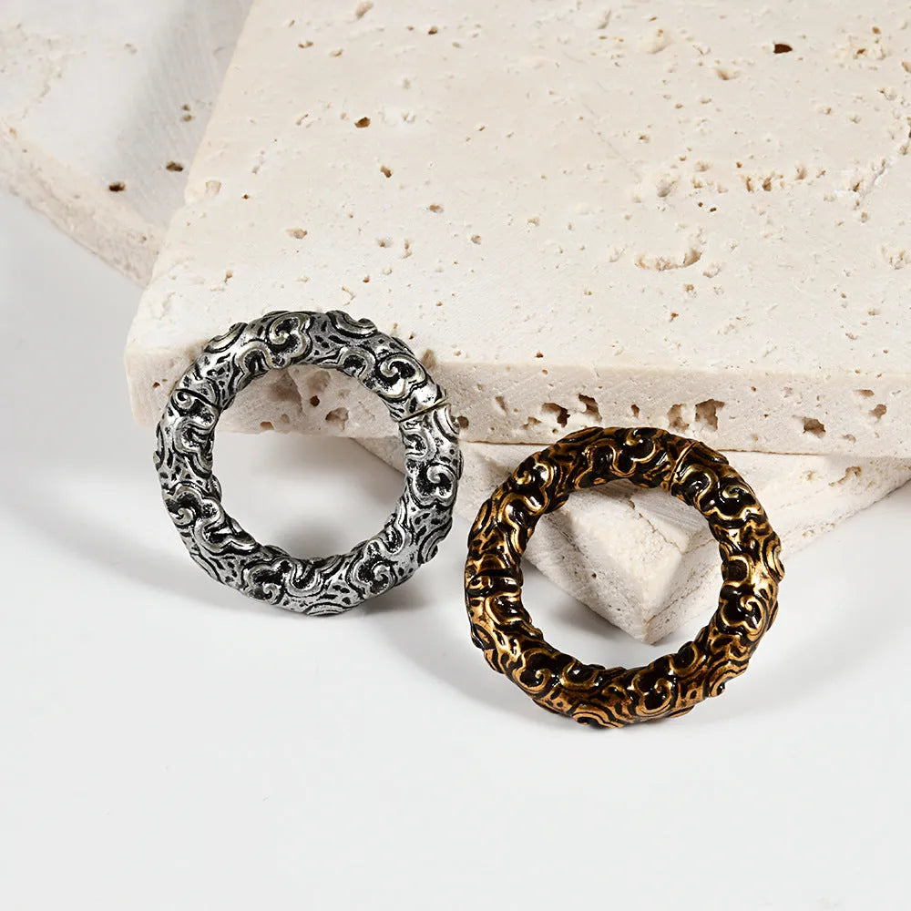 Fashion stainless steel shaped pattern earrings with totem design and electroplated finish