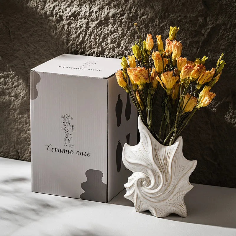 French art ceramic vase with coloured glaze finish in retro creative European style design