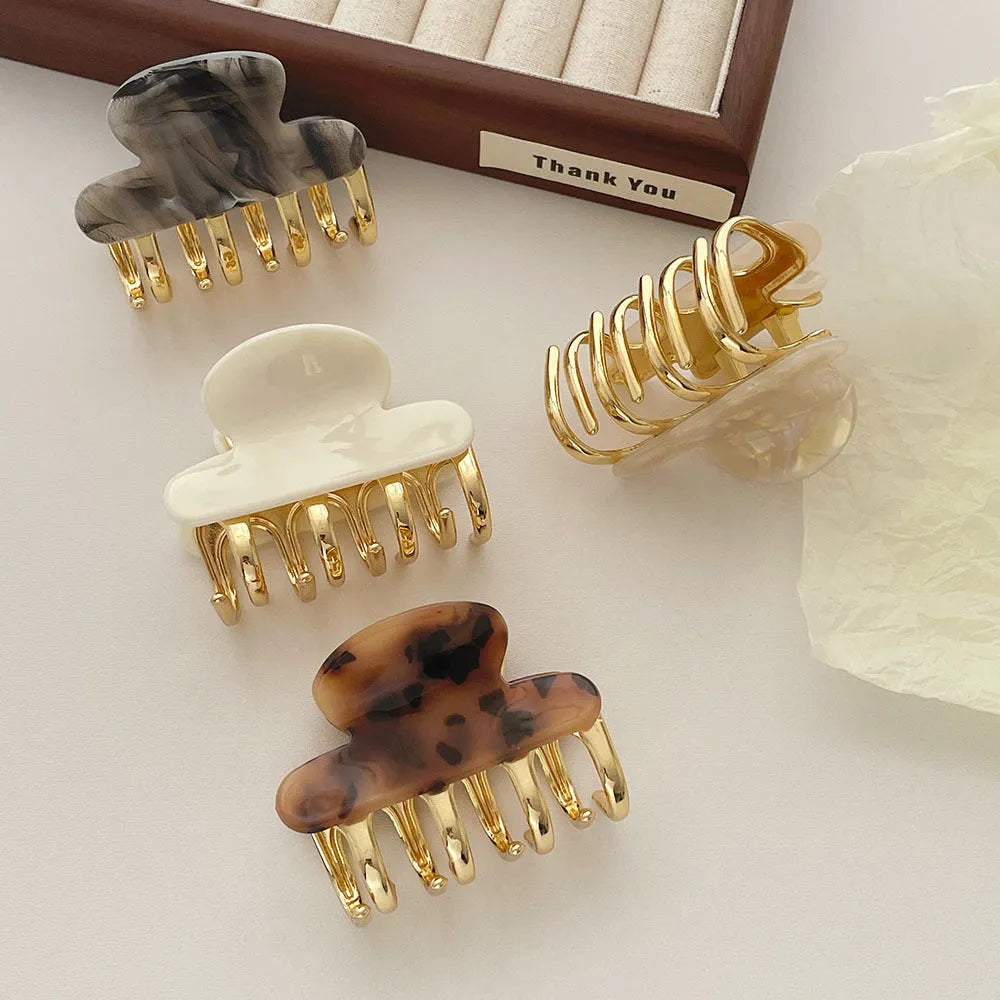 Dopamine retro acetate medium metal grip barrettes in four R08 colour variants