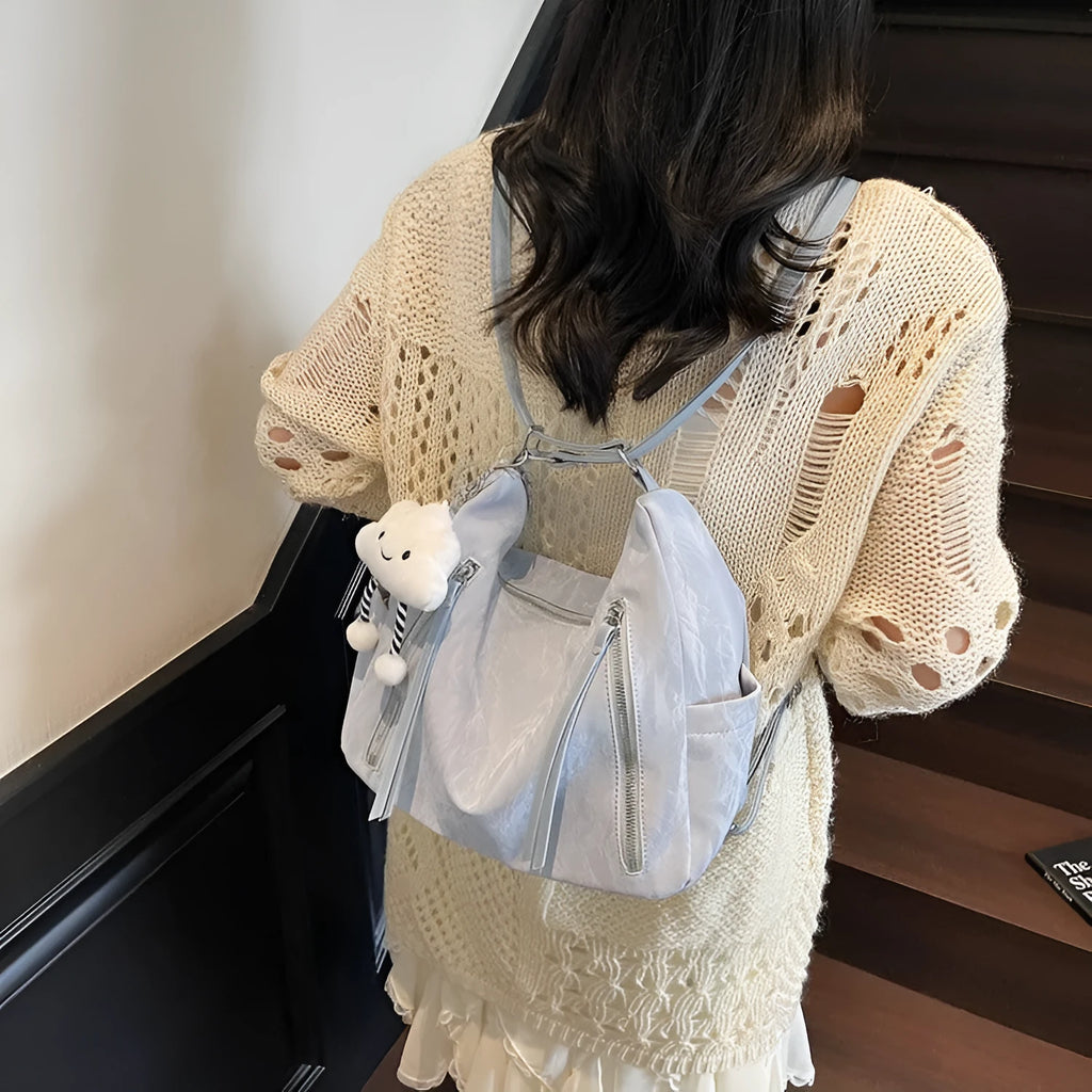 Women's soft PU fashion backpack in black colour with wear-resistant construction