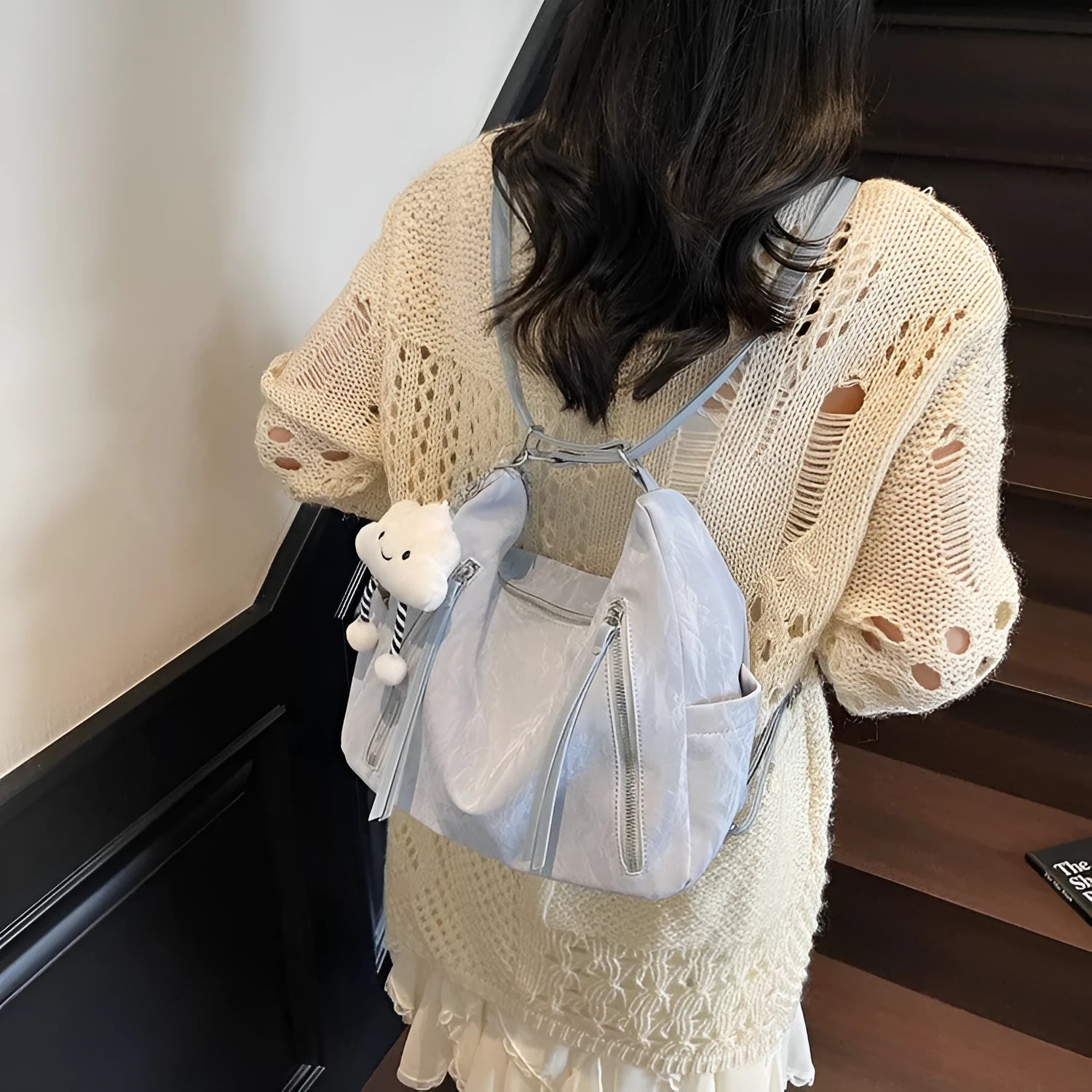 Women's soft PU fashion backpack in black colour with wear-resistant construction