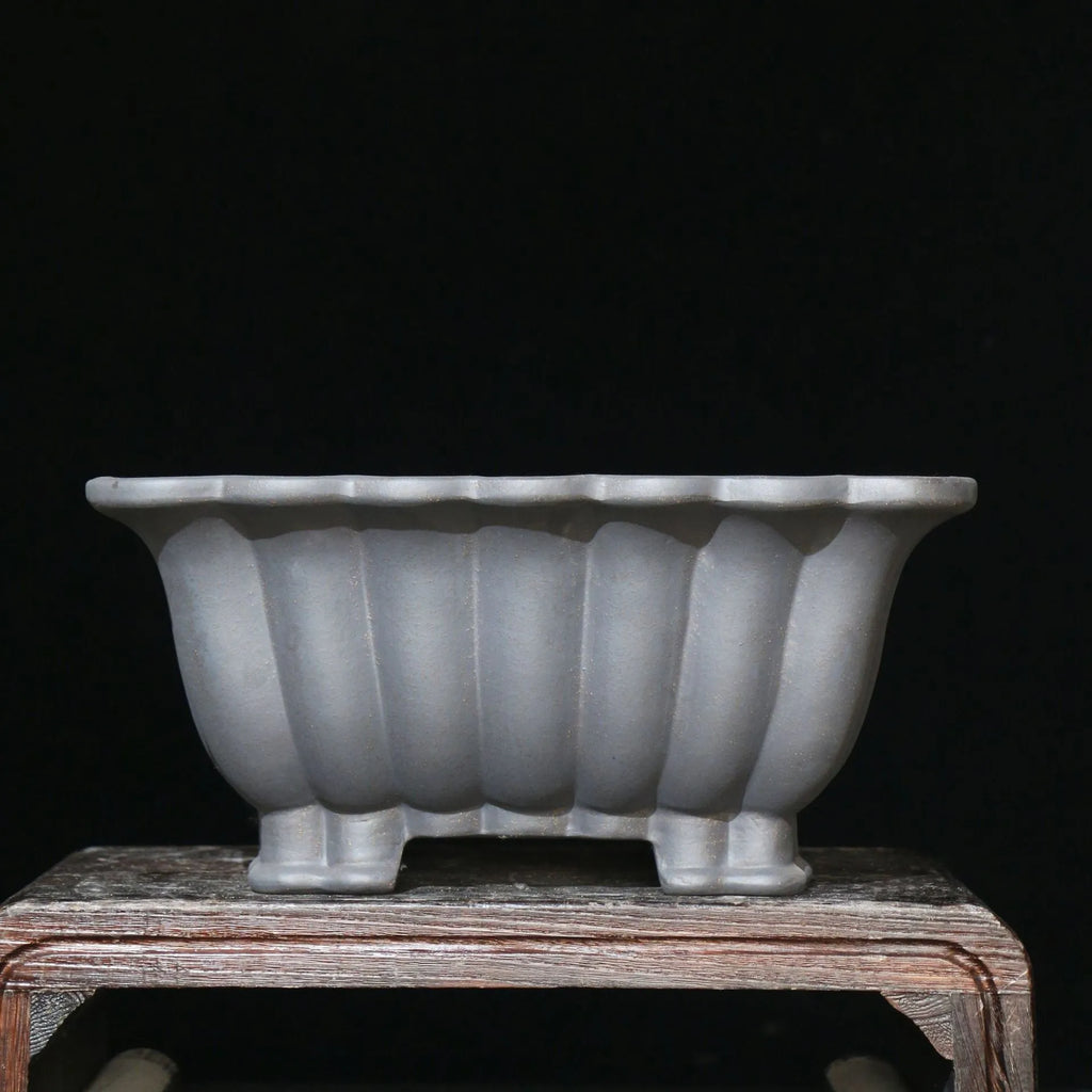 Square purple sand ceramic bonsai pot with 37cm inner diameter and classical warp device design