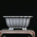 Square purple sand ceramic bonsai pot with 37cm inner diameter and classical warp device design