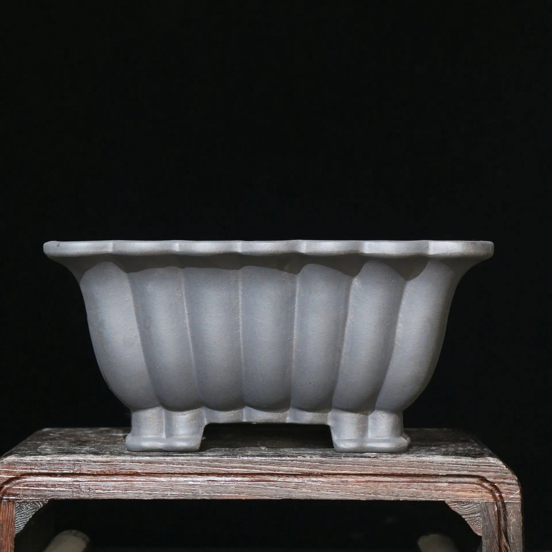 Square purple sand ceramic bonsai pot with 37cm inner diameter and classical warp device design