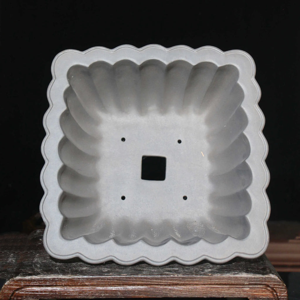 Square purple sand ceramic bonsai pot with 37cm inner diameter and classical warp device design