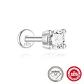 S925 sterling silver stud earrings with geometric petal design in platinum colour