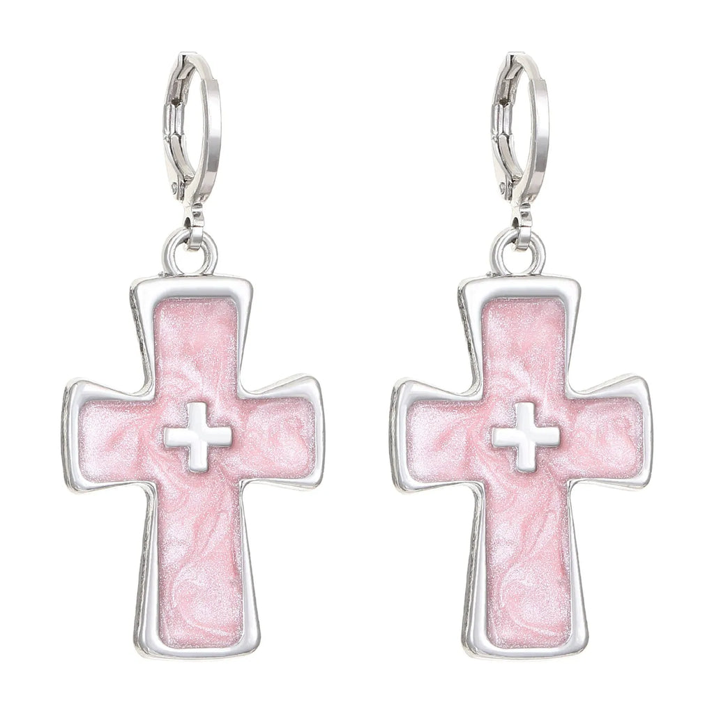 Women's alloy cross crystal earrings in five colour options with geometric and animal Zodiac designs