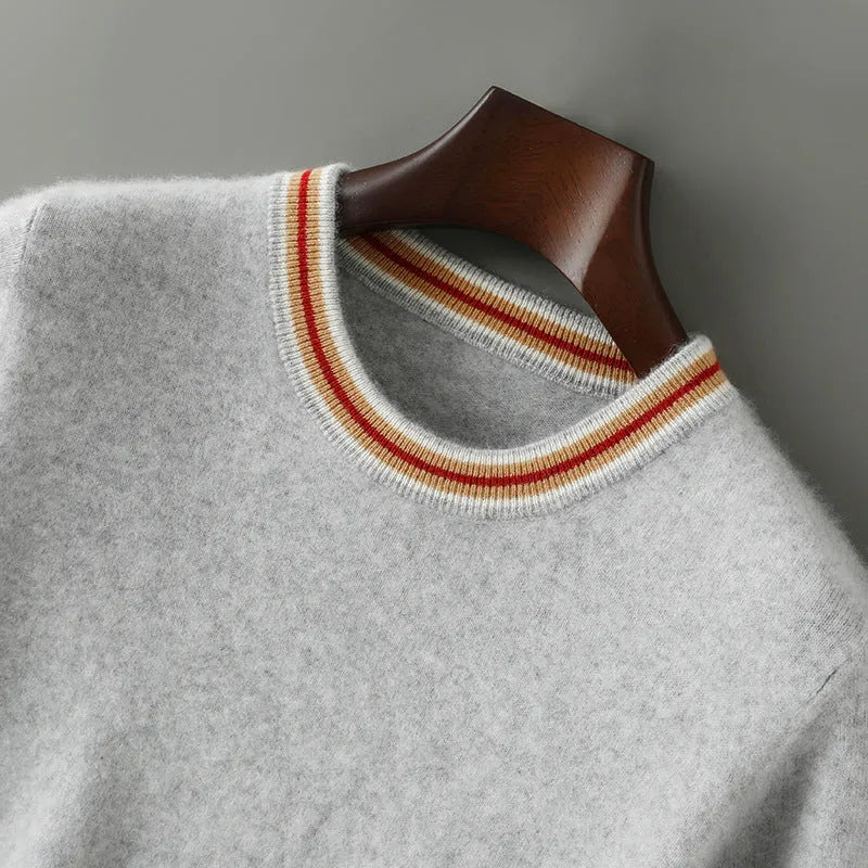 Men's round neck pure wool short sleeve sweater in white, grey and black colours