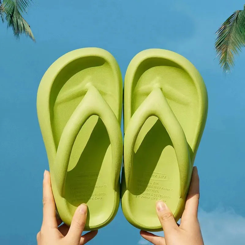 Women's thick-soled EVA flip-flops with a fashion bow in five colour options.