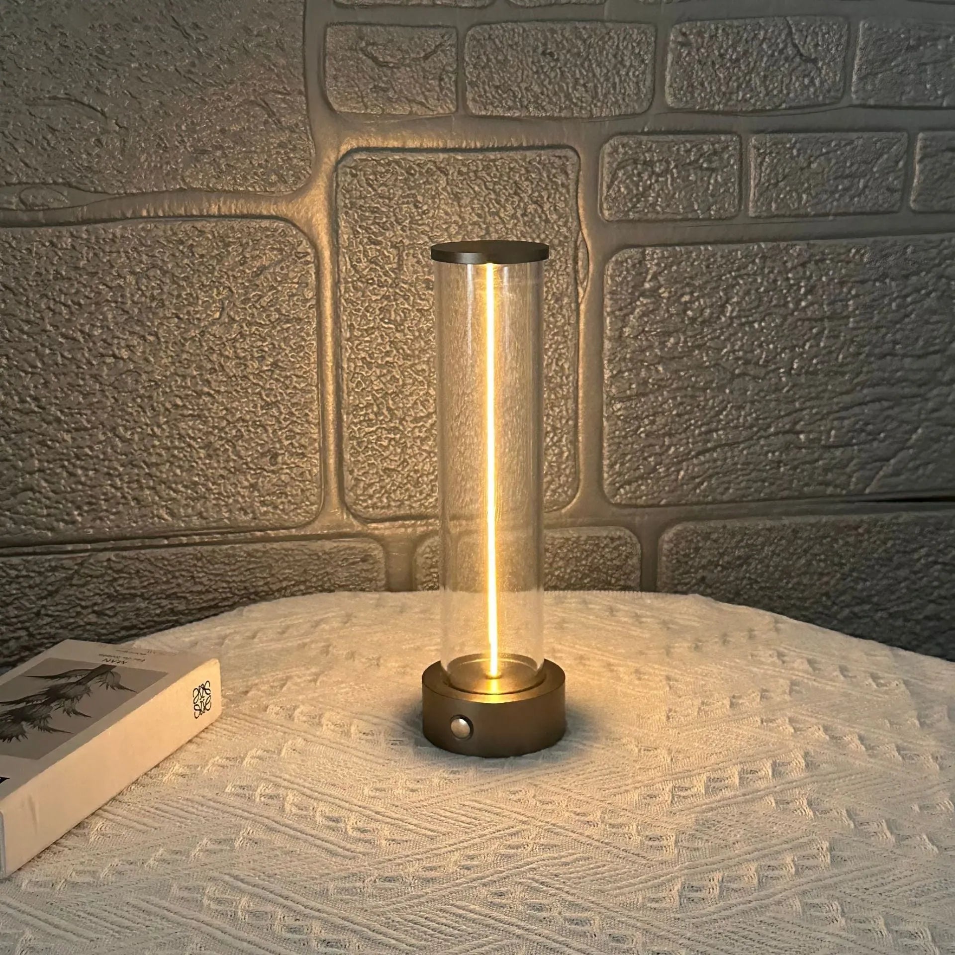 Modern glass LED light strip with magnetic base measuring 53mm by 234mm