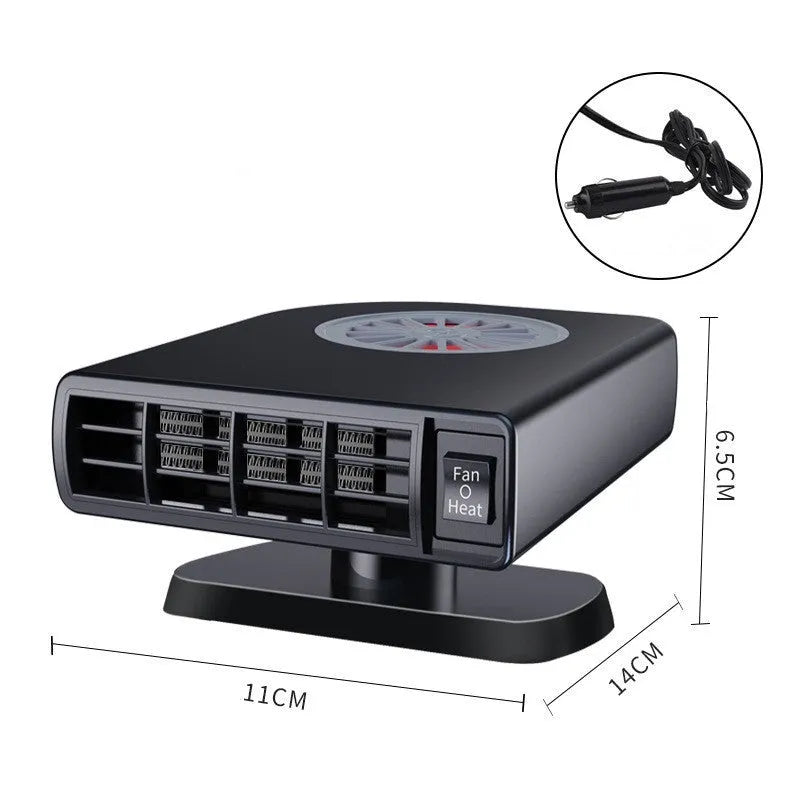 Black vehicle-mounted heater with adjustable vents for car defogging and dehumidifying
