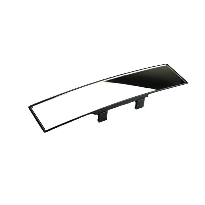 White wide-angle curved rearview mirror 300mm x 75mm with anti-glare surface and ABS frame for car surface mount