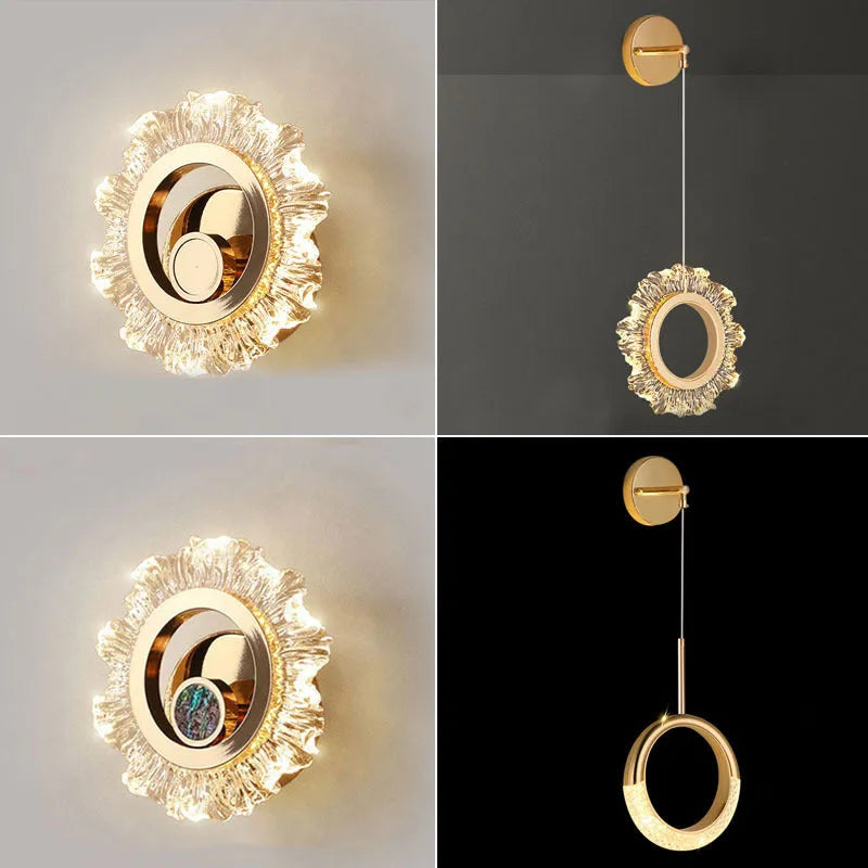 Modern minimalist wall lamp with acrylic shade showing three light colour options
