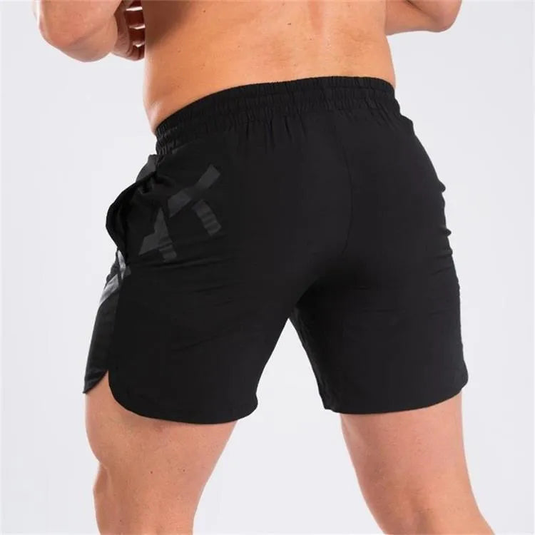 Men's elastic thin training running shorts in quick-drying chemical fibre blend fabric, knee-length design with mid waist