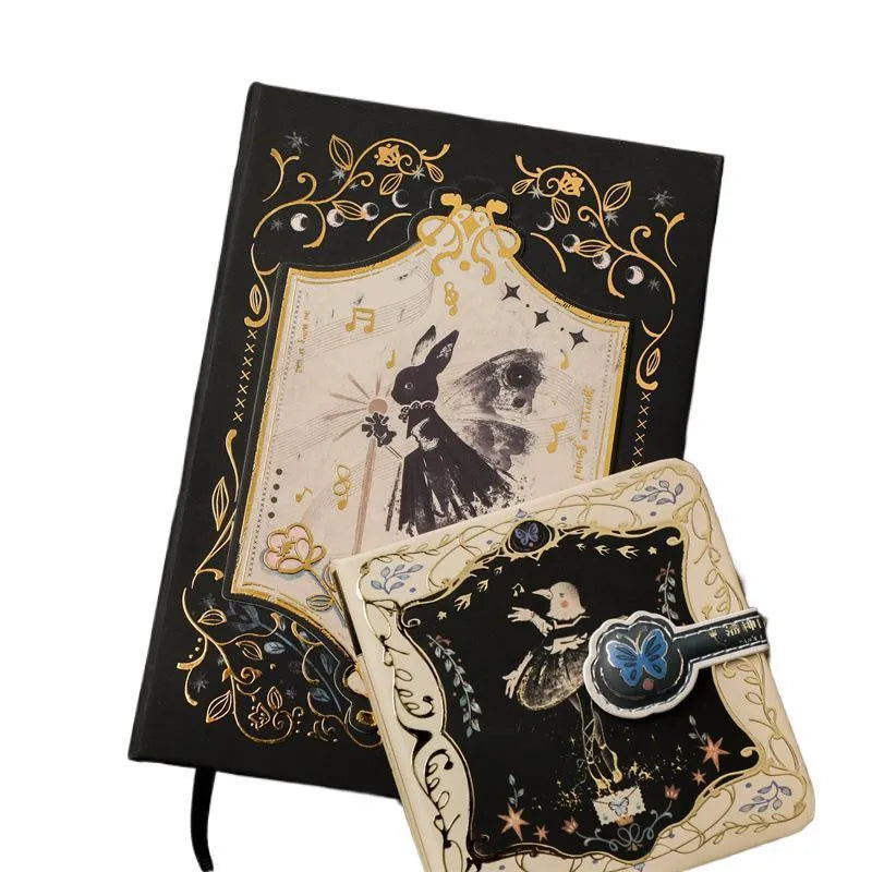 Retro gothic style A5 notebook with artistic cover designs and wood pulp paper
