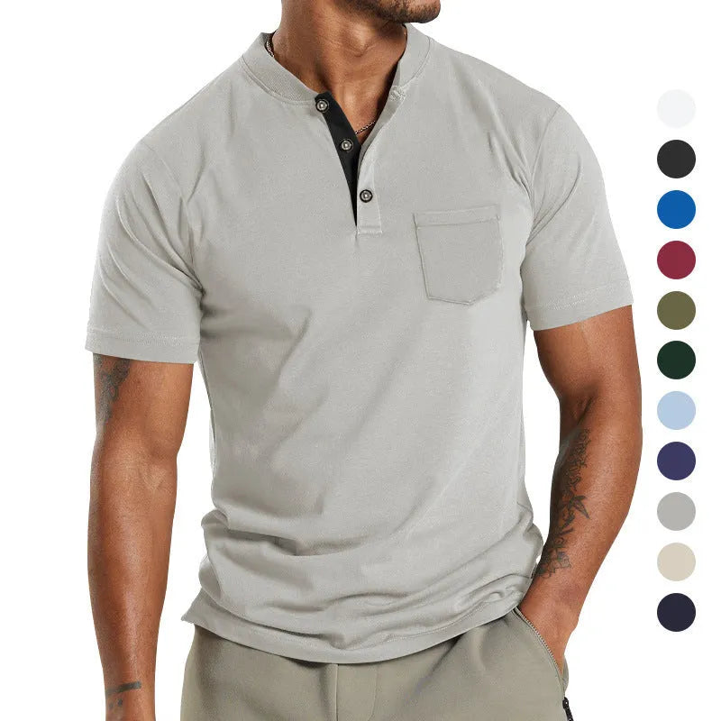 Men's plus size short sleeve button-down shirt in army green, shown on a hanger.