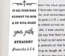 Stainless steel alloy bookmark with Bible verse engraving, European style, CFS5170 steel colour