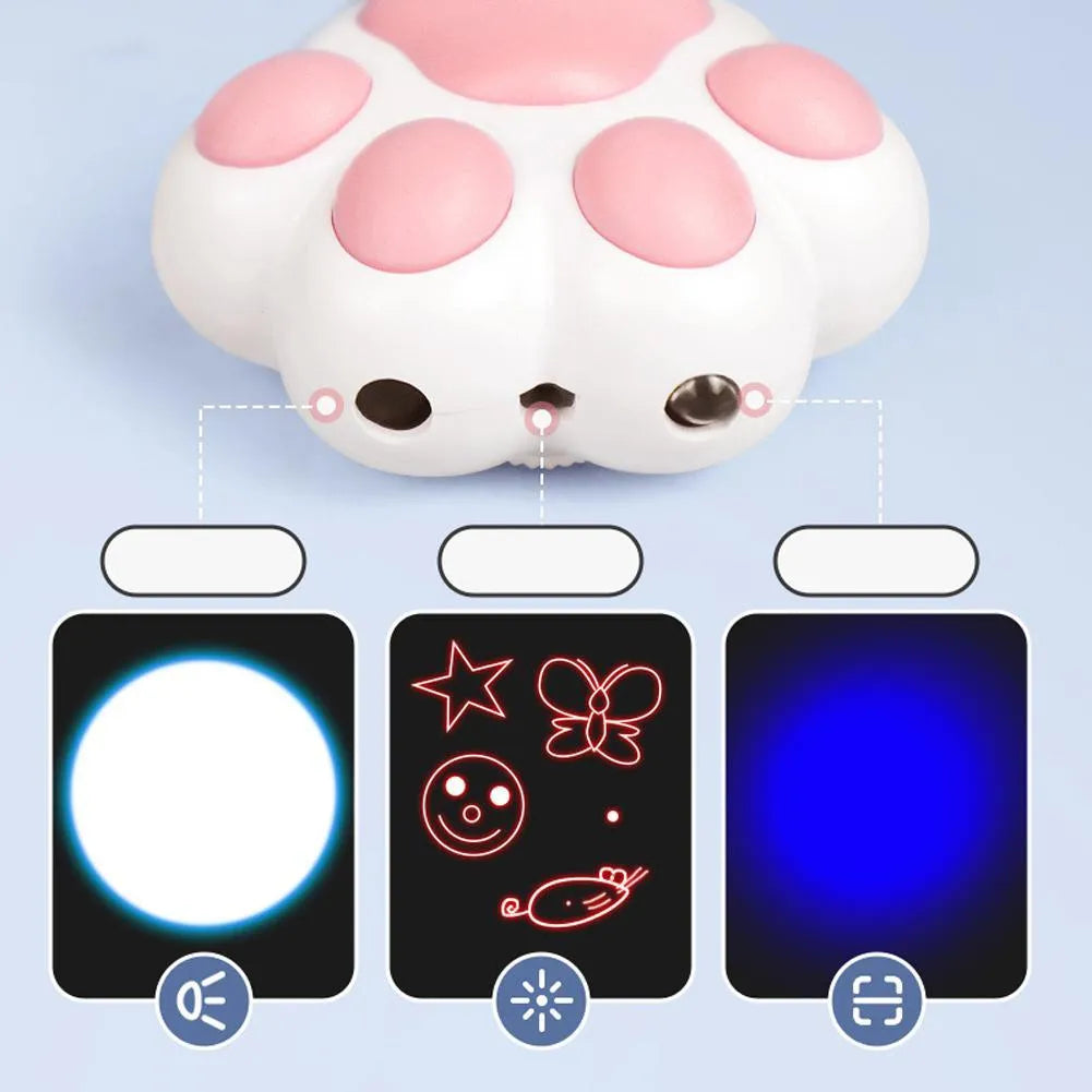 Infrared cat teaser toy with key chain lighting function in black or pink plastic construction