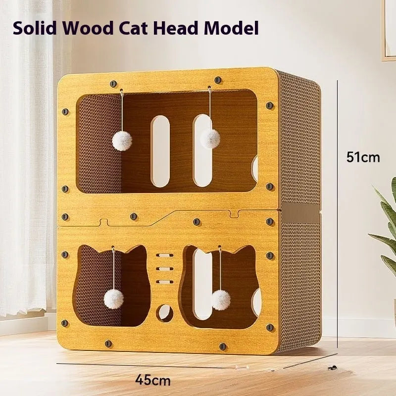 Double layer cat scratching board nest with scratching surface and resting area in cute design